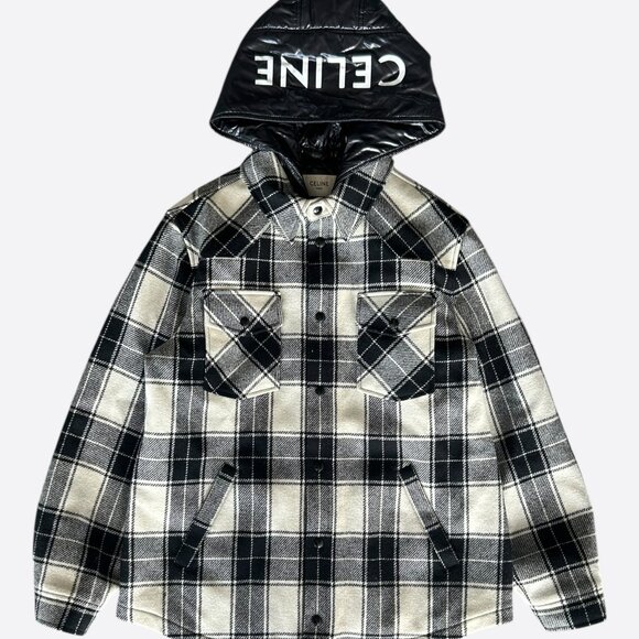 Celine Black & White Hood Logo Wool Jacket - Picture 1 of 6
